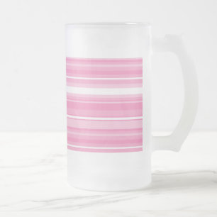 Pink stripes frosted glass beer mug