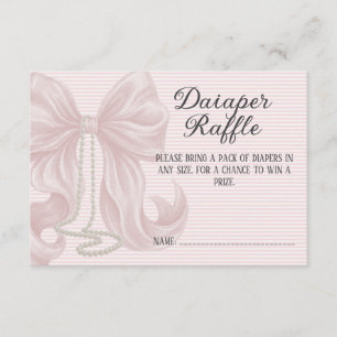 Pink Stripes Girl Baby Shower Diaper Raffle Enclosure Card