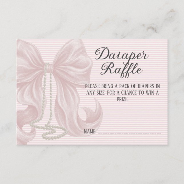 Pink Stripes Girl Baby Shower Diaper Raffle Enclosure Card (Front)