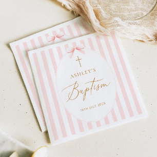 Pink Stripes Girl Baptism Napkin