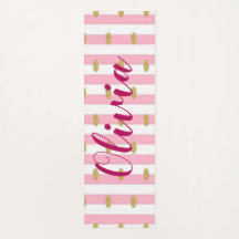 Pink Stripes & Gold Polkadot Personalised