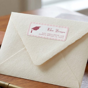 Pink Stripes Graduation Return Address Label