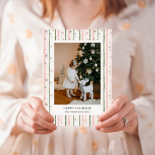 Pink Stripes Holiday Wallpaper Photo Holiday Card