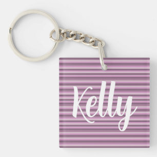 Pink stripes key ring