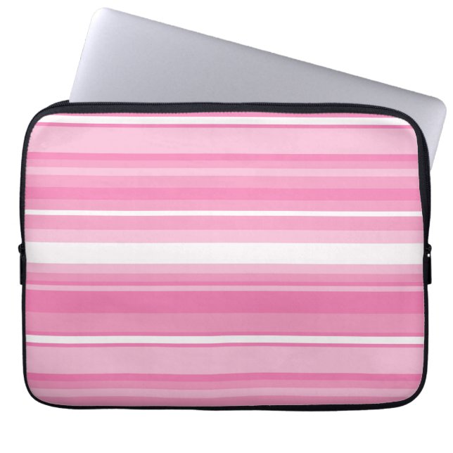 Pink stripes laptop sleeve (Front)