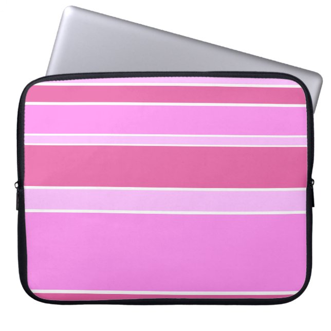Pink stripes laptop sleeve (Front)