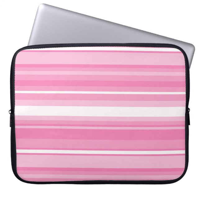 Pink stripes laptop sleeve (Front)