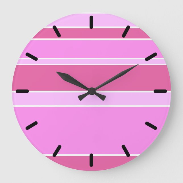 pink stripes large clock (Front)
