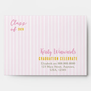 Pink Stripes Lemons and Flowers Graduation Envelope