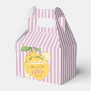 Pink Stripes Lemons Yellow Bow Graduation Favour Box