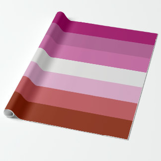 Pink Stripes Lesbian Pride LGBTQ Pattern Wrapping Paper