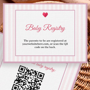 Pink Stripes Little Sweetheart Baby Shower Diaper Enclosure Card