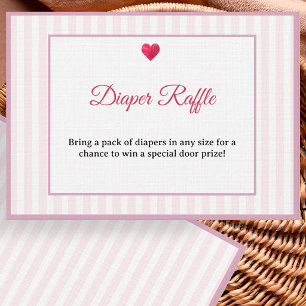 Pink Stripes Little Sweetheart Baby Shower Diaper Enclosure Card