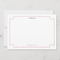 Pink Stripes Martini Glass Thank You Card – Custom