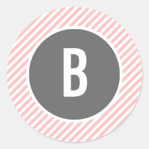 Pink Stripes Monogram Stickers