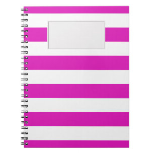 Pink Stripes on any Colour with Label Spiral Notebook