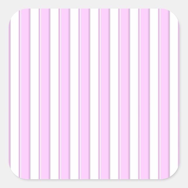 Pink Stripes on White Square Sticker (Front)