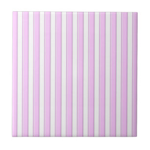 Pink Stripes on White Tile