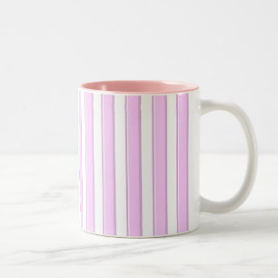 Pink Stripes on White Two-Tone Coffee Mug