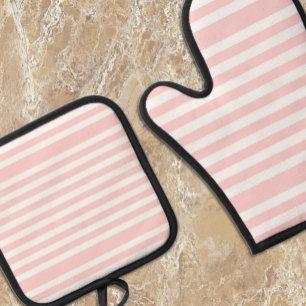 Pink Stripes Oven Mitt & Pot Holder Set