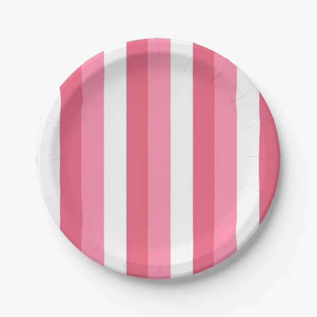 Pink Stripes Paper Plate (Front)