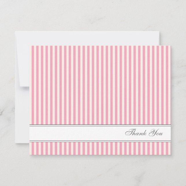 Pink Stripes Pattern Flat Thank You Note Cards (Front)