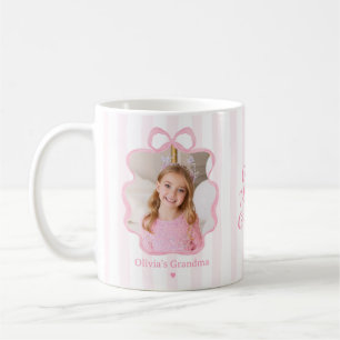 Pink Stripes Photo Frame Grandma Coffee Mug