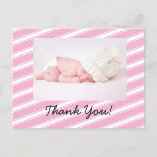 Pink Stripes Postcard Cute Girly Girl Pattern Art