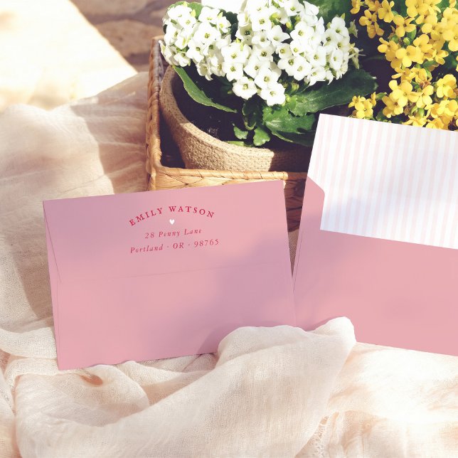Pink Stripes Preppy Return Address Envelope (Creator Uploaded)