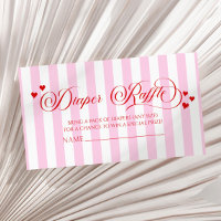 Pink Stripes Red Hearts Baby Shower Diaper Raffle