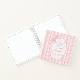 Pink stripes retro elegant baby shower guest book