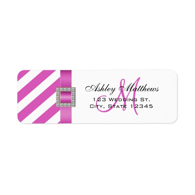 Pink Stripes, Ribbon Monogram for Weddings (Front)