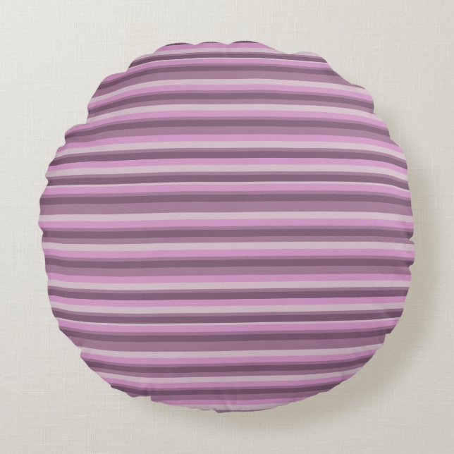 Pink stripes round cushion (Front)