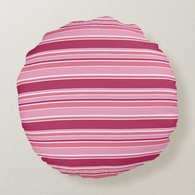 Pink stripes round cushion (Back)