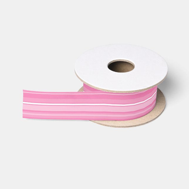 Pink stripes satin ribbon (Spool)
