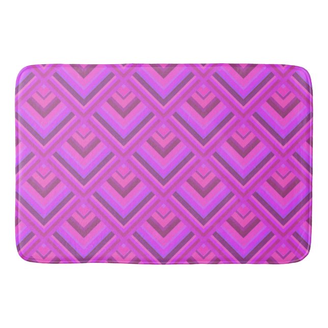 Pink stripes scale pattern bath mat (Front)