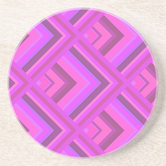 Pink stripes scale pattern coaster (Front)