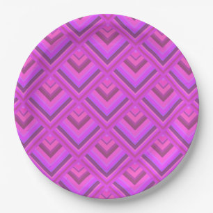 Pink stripes scale pattern paper plate
