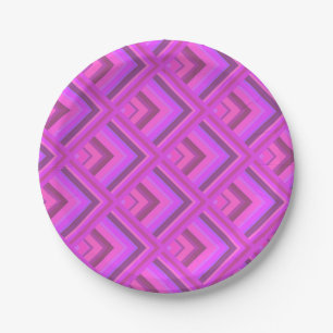 Pink stripes scale pattern paper plate