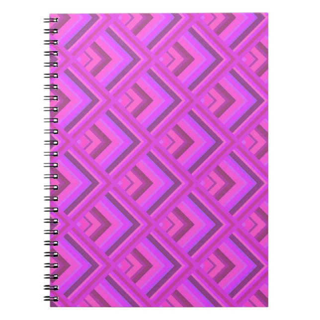 Pink stripes scale pattern spiral notebook (Front)