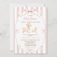 Pink Stripes Silly Goose Daisy Floral Baby Shower
