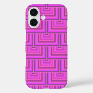 Pink stripes square scales pattern iPhone 16 case