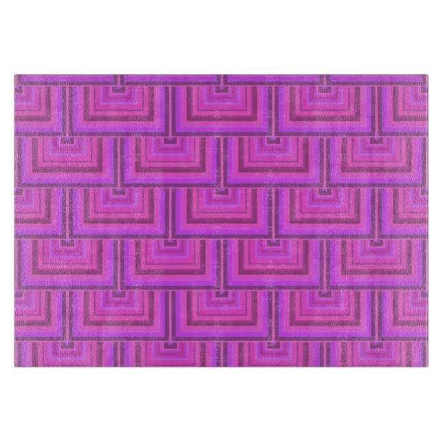 Pink stripes square scales pattern cutting board (Front)