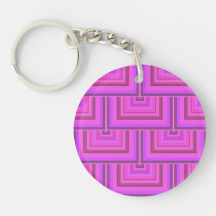 Pink stripes square scales pattern key ring
