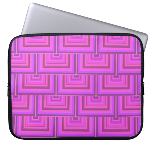 Pink stripes square scales pattern laptop sleeve (Front)