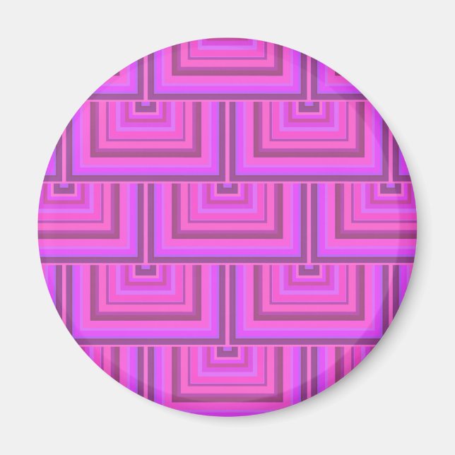 Pink stripes square scales pattern magnet (Front)