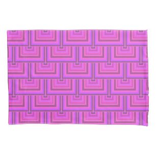 Pink stripes square scales pattern pillowcase