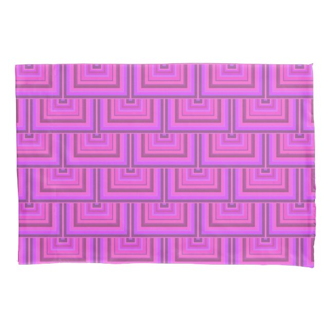 Pink stripes square scales pattern pillowcase (Front)
