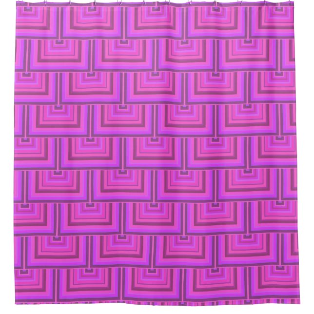 Pink stripes square scales pattern shower curtain (Front)