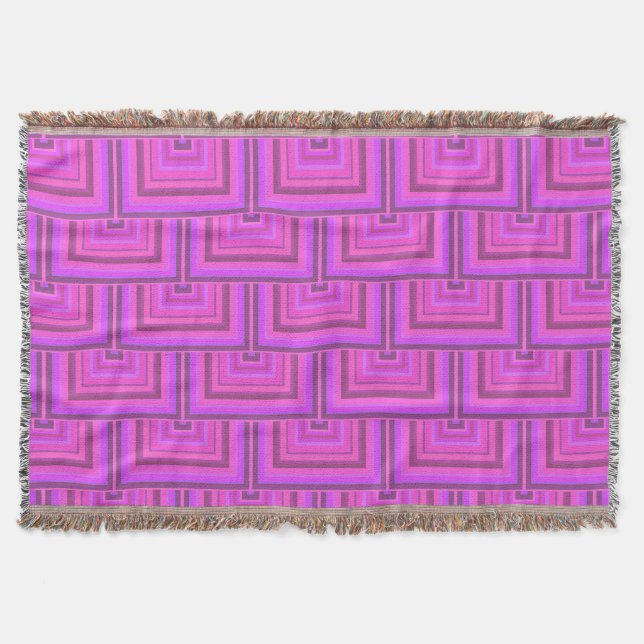 Pink stripes square scales pattern throw blanket (Front)